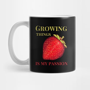 Growing Things is My Passion, Vintage, Distressed, Fruit, Stawberries, Gardening Mug